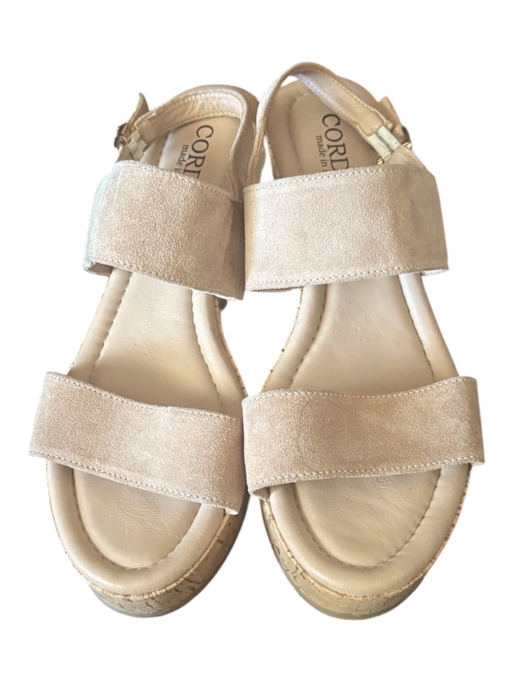 Cordani Beige Suede Double-Strap Platform Sandals